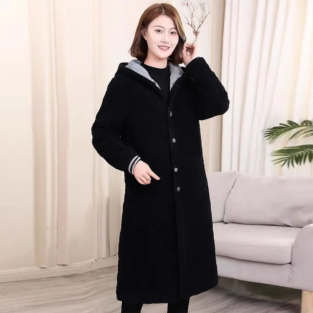 冬季保暖女士加绒加厚棉衣休闲大褂加长过膝罩衣工作服家居服棉服