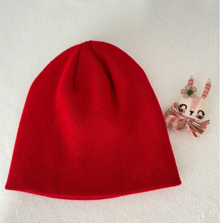 简约百搭不翻边款男女纯色冷帽针织帽毛线帽