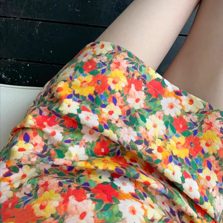 [繁花似锦]撞色别致碎花半身裙气质显瘦洋气设计感防走光短裙女