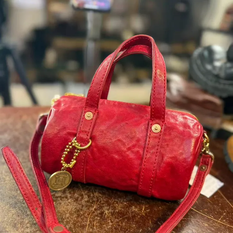 西部印象斜跨包女士做旧复古手提款植鞣复古马皮斜挎枕头包51010