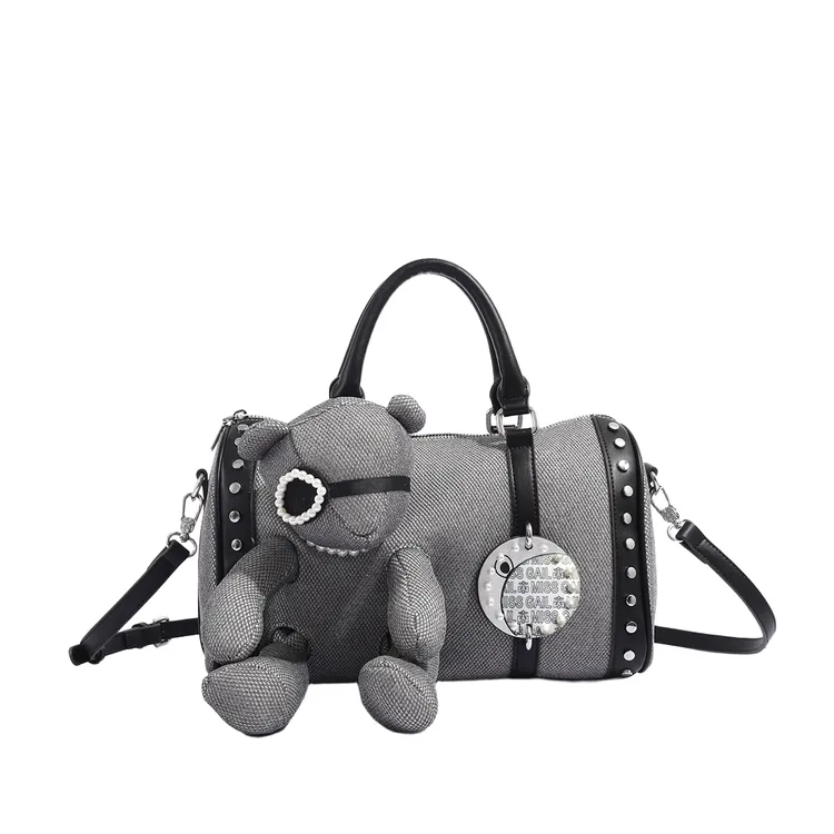 编织波士顿包手提款手提包复古迷你波士顿包刺绣/绣花拉链时尚