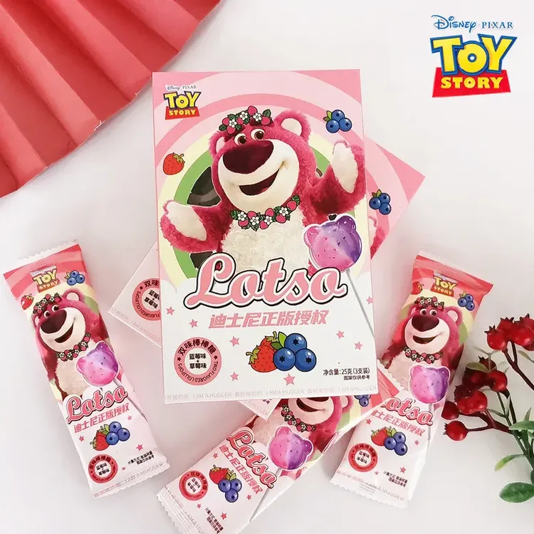 迪士尼草莓熊双味棒棒糖萌趣卡通盒装结婚喜宴满月伴手礼食品精致
