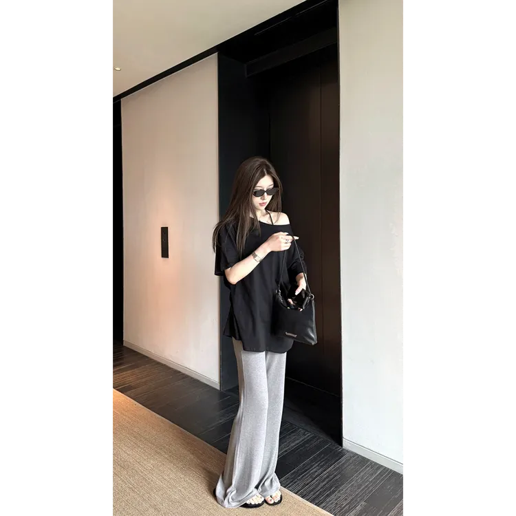 休闲套装长裤时尚套装休闲风时尚外穿裤子阔腿裤显瘦直筒夏季宽松