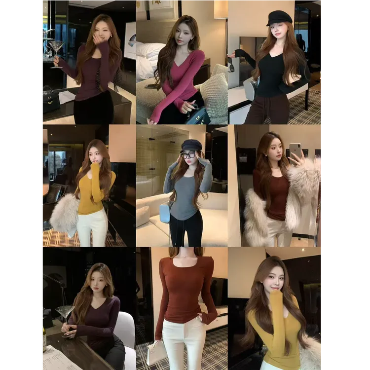 SZA【内搭天菜】秋季新款高级感修身内搭长袖显瘦T恤打底衫A-2367