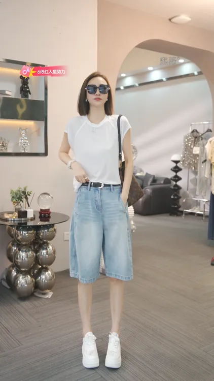 熙薇【纸短情长】纯欲慵懒风女装天丝短袖时尚夏季冰膜T恤上衣H3304