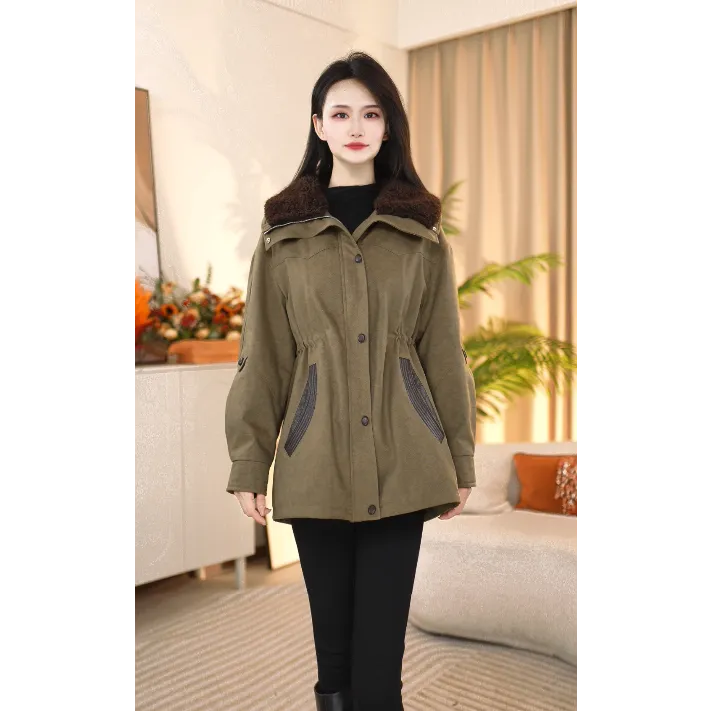 冬季长袖中长款静奢风厚款短外套棉衣保暖外套25C886