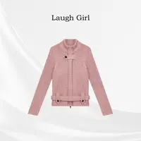 楚楚君 Laugh girl【温柔女人】立领绑带扣子百搭毛衣外套XL551223J