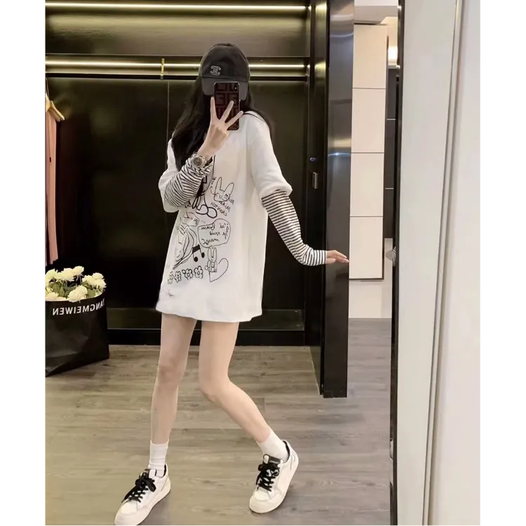 长袖t恤女2025新款设计感时尚洋气小个子宽松休闲内搭打底衫上衣