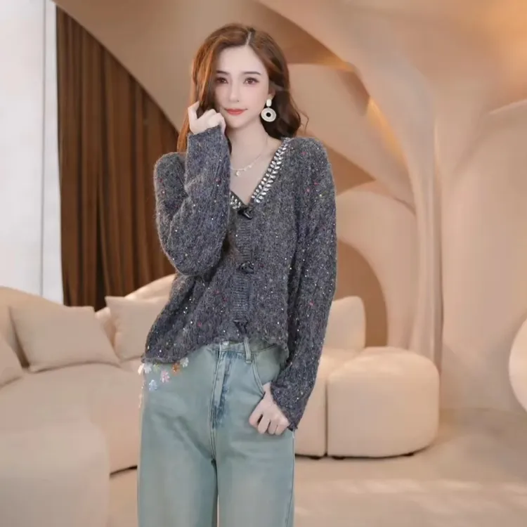 COCO BECCI【小糖豆】羊毛设计感彩色波点慵懒针织衫CFHHC331129