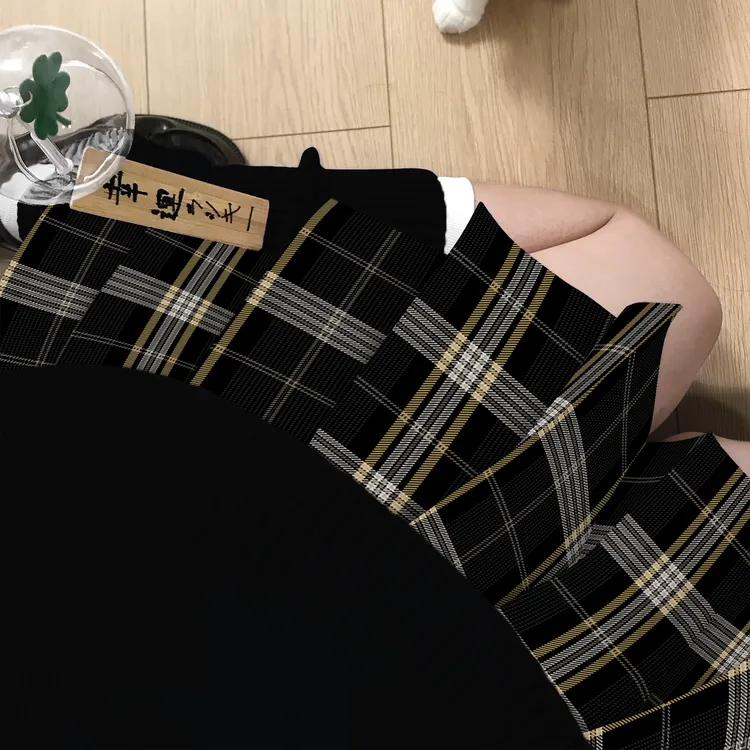 御茶家【正版原创JK·黑金】显瘦校供辣妹制服套装格裙短裙秋冬