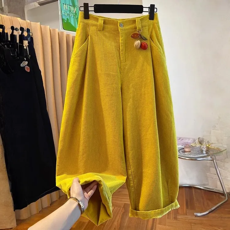 2025新款高级感独特别致灯芯绒休闲裤女秋冬版型超好的裤子哈伦裤