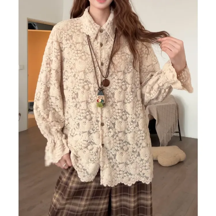 紫一自制上衣【落花为信】秋季新款小众加厚时尚衬衫女10848