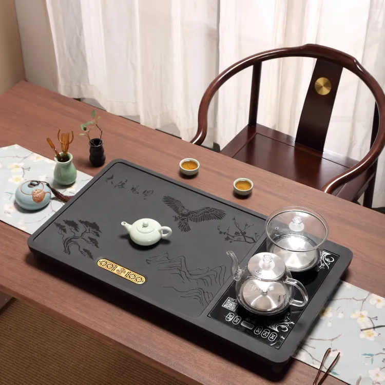 大展鸿图新款家用小型乌金石茶盘桌面专用全自动一体功夫茶具套装