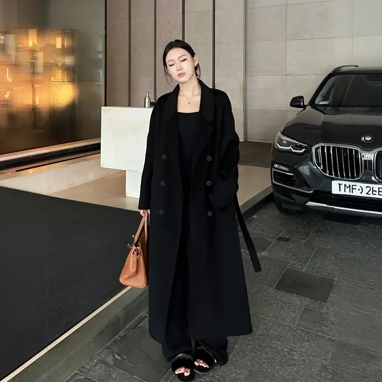 2026女宽松毛呢外套系带毛呢大衣时尚潮流显瘦