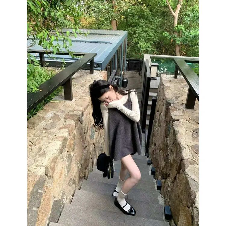 【笨比甜专属】羊绒混纺针织打底裙公主风小背心裙+舒适耐穿打底衫Q 9512#