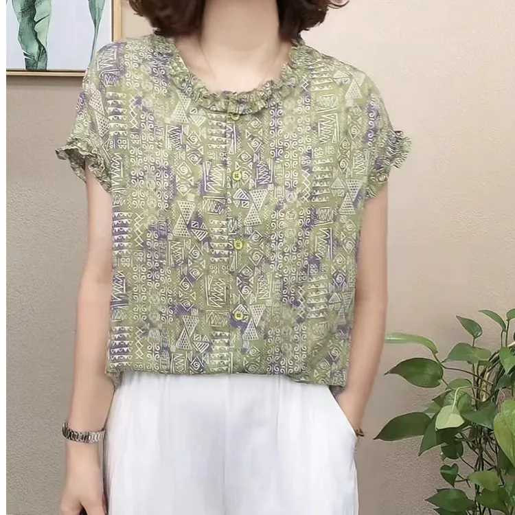 薄款衬衫女短袖2025年夏季新款中年妈妈宽松气质休闲百搭减龄上衣