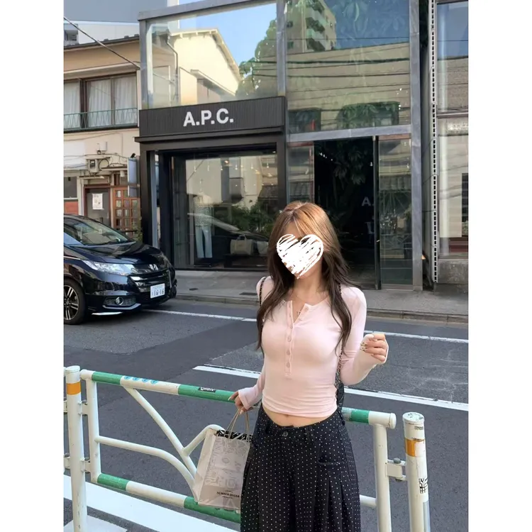 显瘦T恤女高级感修身长袖上衣+波点休闲裤两件套60528女装
