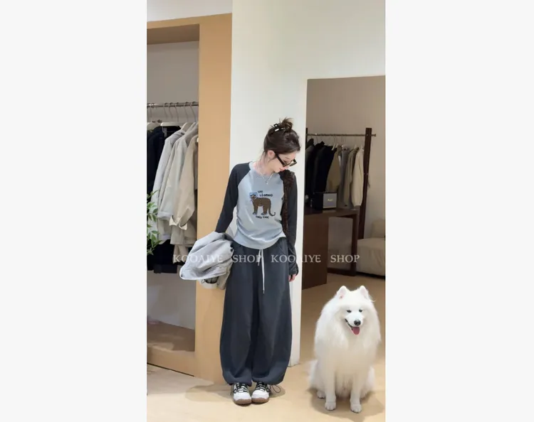 【权志豹】秋季新款韩系休闲宽松简约基础百搭T恤