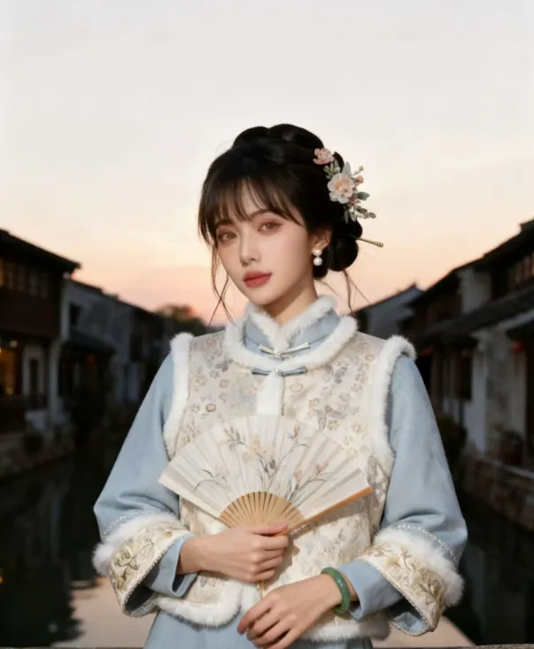 【海棠细雨】新中式马甲连衣裙两件套加绒加厚年轻少女改良旗袍冬季