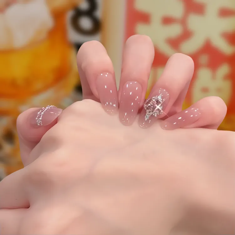 现货【香香公主】手工穿戴甲裸色短款日常温柔气质新款美甲穿戴甲片