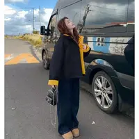 与置出品【加厚拼色棉服/萣制哑光布/篙克重充棉】连帽棉服外套女