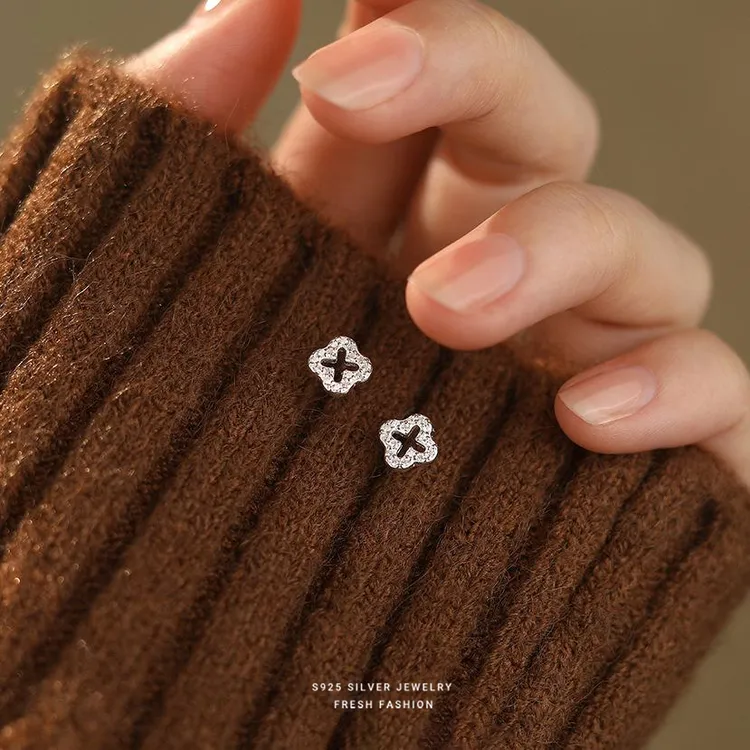 足银耳饰 999足银耳钉女四叶草耳环2026新款爆款高级感轻奢耳饰