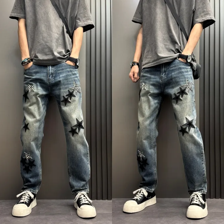 男款小脚裤爆款加绒复古水洗男士设计牛仔男裤感夏季长裤裤秋冬