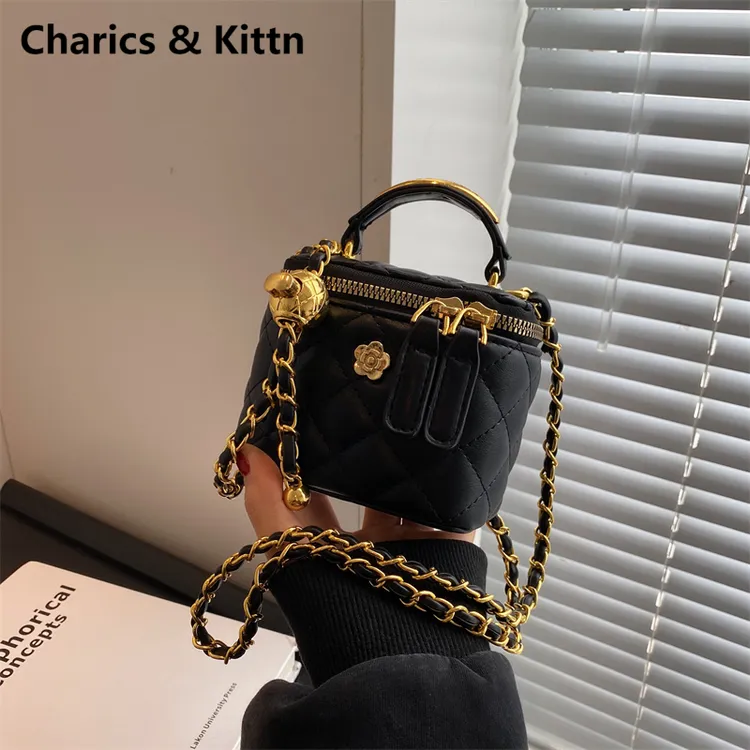Charics&Kittn包包女2025新款迷你小包链条包百搭盒子真皮斜挎包