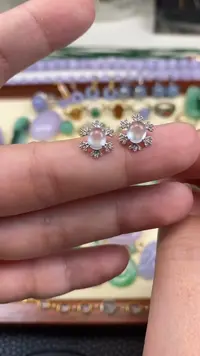 【闪购商品】翡翠耳饰18K金镶嵌天然A货翡翠