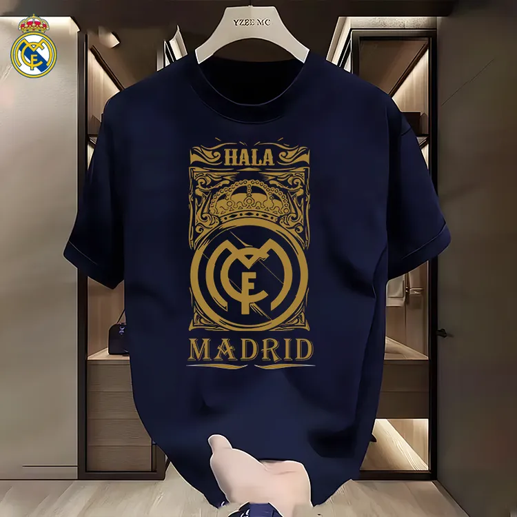 新款夏季纯棉T恤皇马纪念足球运动休闲短袖宽松薄款透气圆领上衣