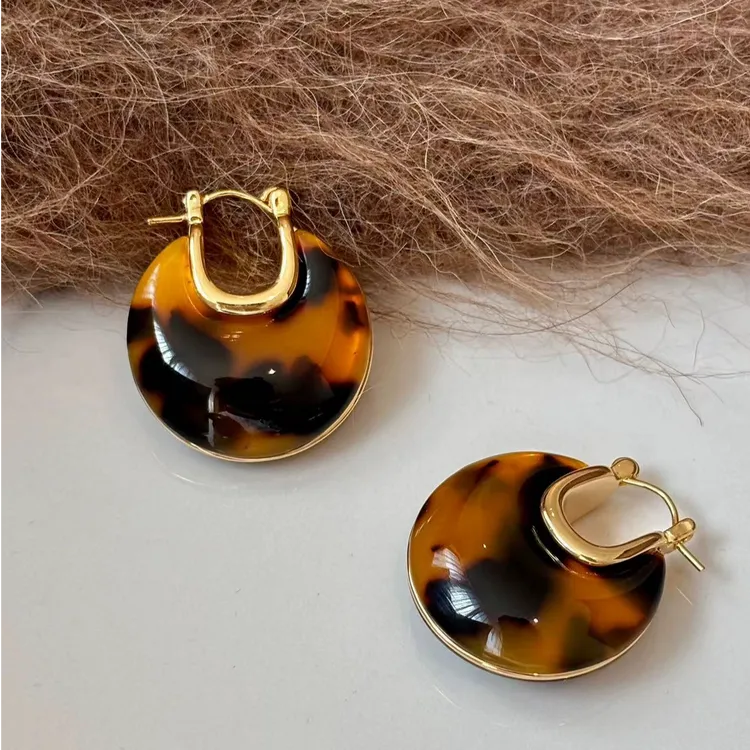 米梵缇 铜合金耳饰 美拉德豹纹高定耳环女高级感秋冬气质耳扣女