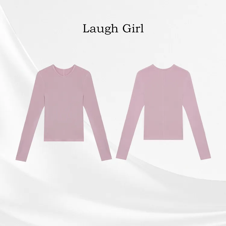 楚楚君 Laugh girl【显瘦鱼骨T】圆领加磨毛纯色打底上衣TL551152J