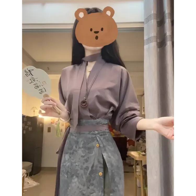 2025年春夏新中式国风女装马面裙汉服艺术感半身裙显瘦洋气两件套