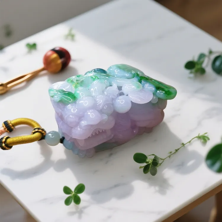 镇店之宝|正阳绿紫罗兰翡翠霸王貔貅天然A货手把摆件招财辟邪火木