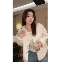 大婉酱微胖定【白兔奶糖】韩系千金风环保草毛毛一体外套女冬9952D