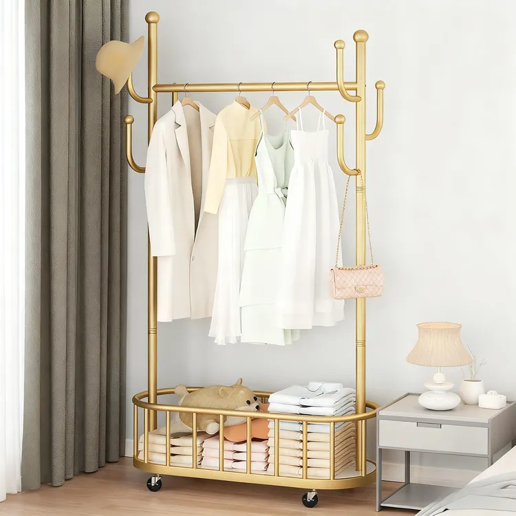衣架落地卧室家用挂衣架室内置物晾衣架移动简易衣帽架挂衣服架子