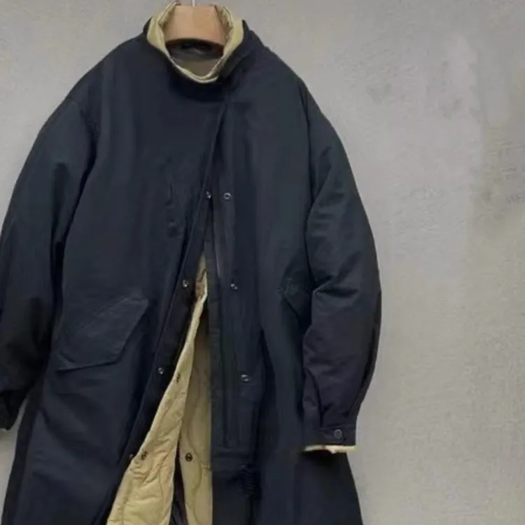 假两件棉服男中长款潮牌宽松 oversize 冬季加厚保暖连帽外套2025