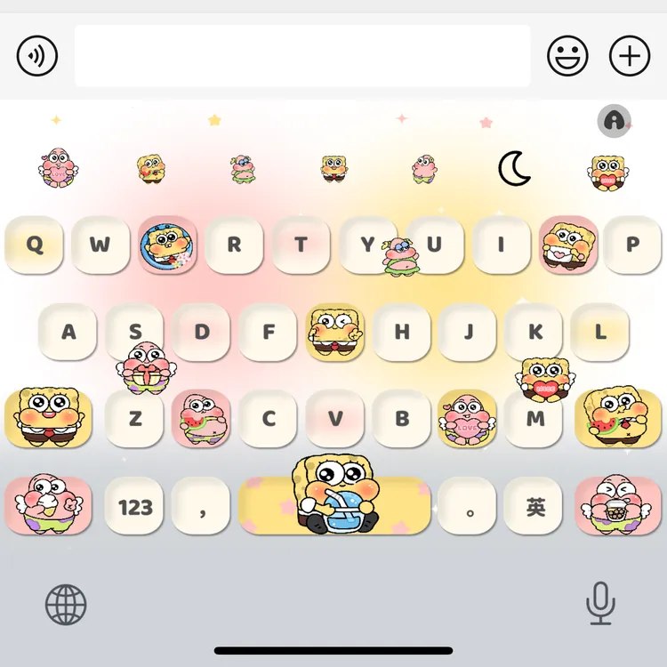 海绵宝宝派大星/ios苹果安卓百度输入法皮肤键盘白肚皮双系统双色