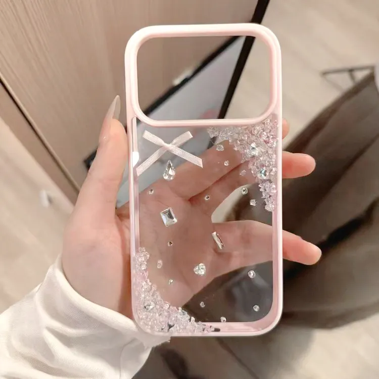 可爱少女粉水晶闪钻iPhone17promax手机壳适用苹果16千金风15新款