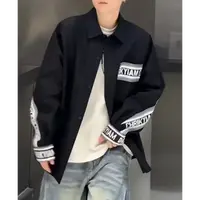 佳佳-D-610-春夏新款时尚百搭织带拼接翻领男女同款衬衣*YM