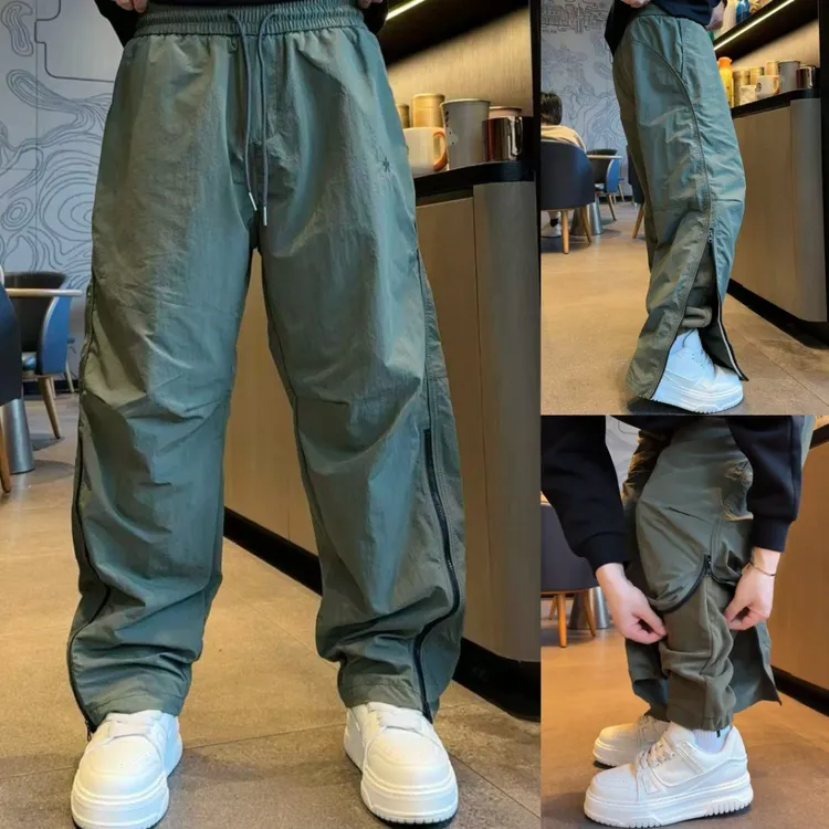 冬季新款双层裤加绒休闲裤男户外防风保暖摇粒绒工装裤运动直筒裤