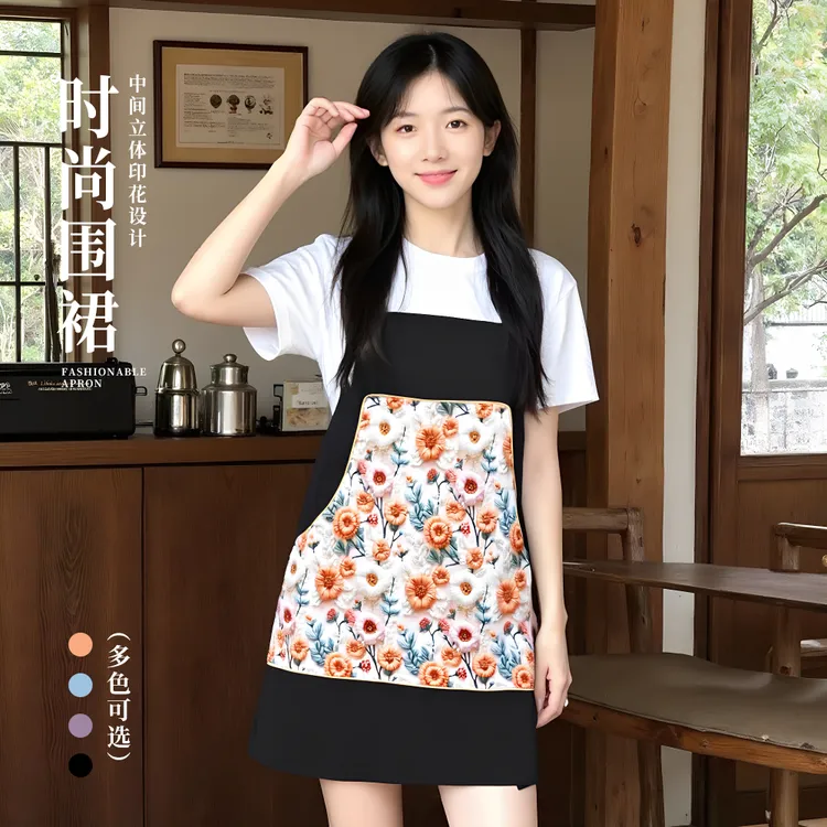 舒适防泼水围腰耐穿透气围裙防油家用做饭罩衣餐饮干活外穿工作服