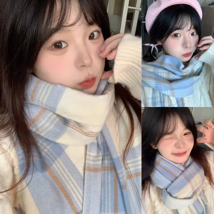 潮流款格子保暖情侣百搭jk制服韩版ins日系少女薄款围巾冬季2025