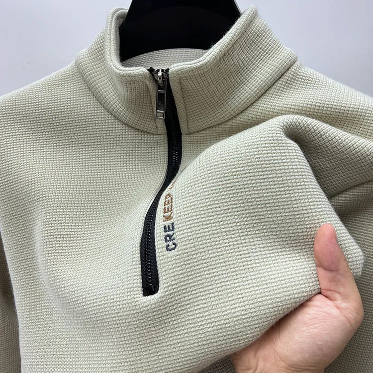 in cotton sea半拉链加绒长袖卫衣男士冬季保暖休闲打底衫外套