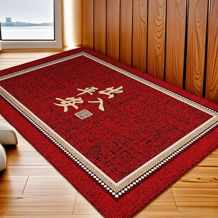 红色硅藻泥地垫入户门耐脏新年地垫进门门口防滑垫玄关可裁剪脚垫