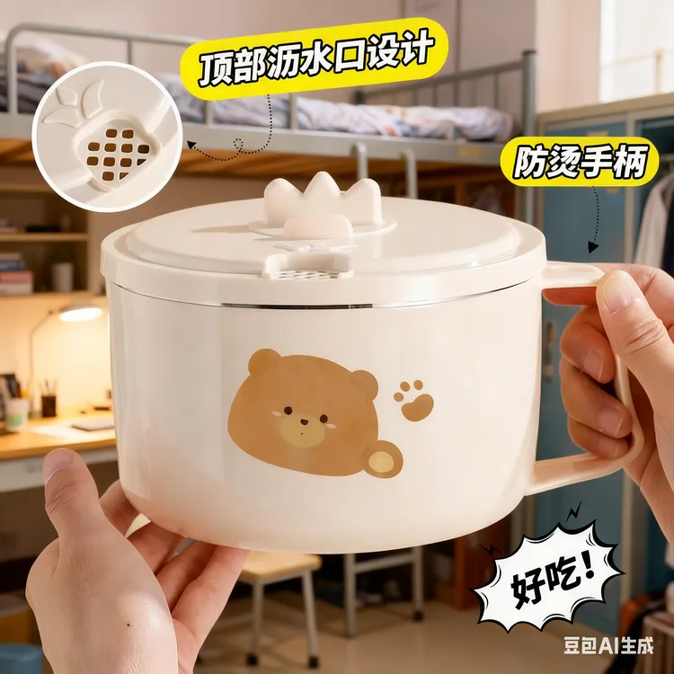 泡面碗宿舍学生一人专用带盖上班族泡方便面可沥水碗食堂打饭