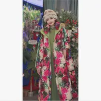 冬季新品时尚优雅宽松撞色修身长款女装羽绒服261P1078
