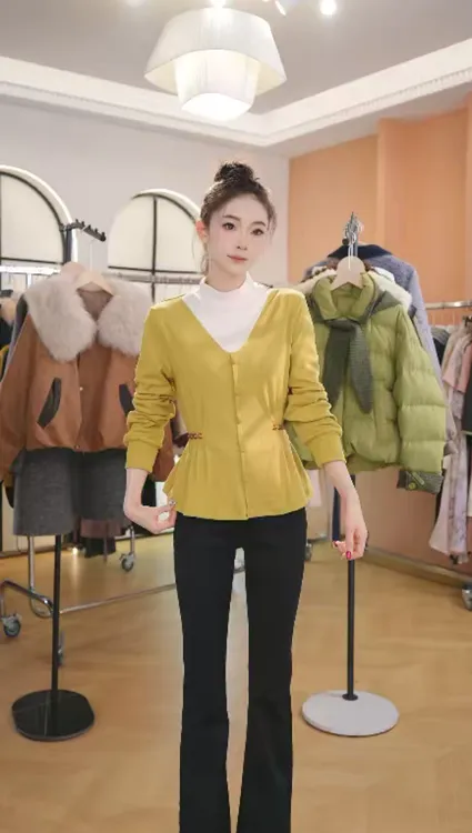 Z8793德绒时尚打底秋冬新款宽松显瘦女洋气百搭针织衫