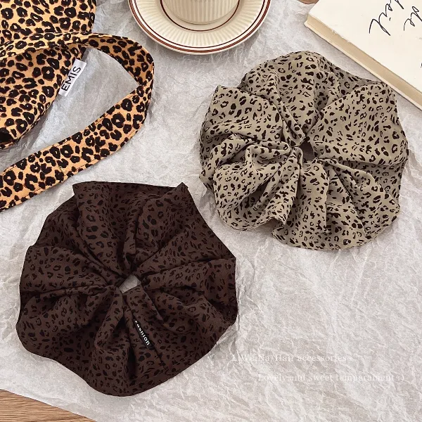 复古豹纹大肠发圈女丸子头低马尾扎头发绳2025新款气质橡皮筋发饰