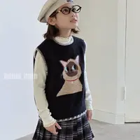 嗒囜【叠穿优雅】北极绒混纺保暖不扎痒 女童秋季马甲针织毛衣背心